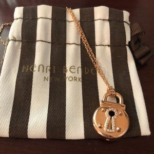 Henri Bendel rose gold lock necklace